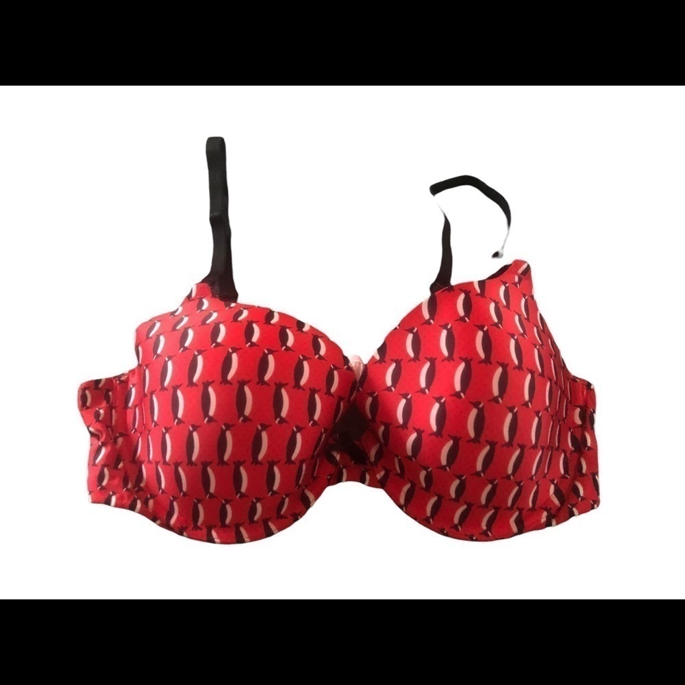 Victoria’s Secret Demi Bra 36c Penguins Red Black Underwire Sexy Girly